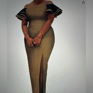 African Ruffles Sleeve Fit Dress ( New )